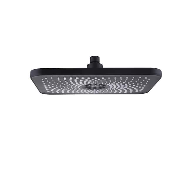 Mondawe 1-Spray Patterns 11.02 in. Wall Mount Fixed Shower Head in Matte Black