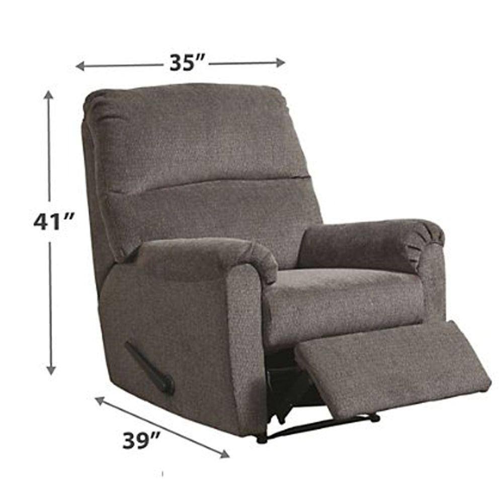 Gray Polyester Zero Wall Recliner with Pillow Top Armrests