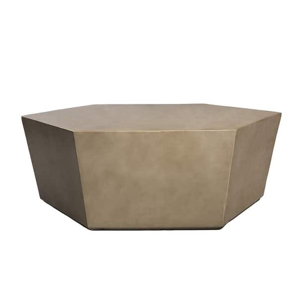 UPHA 41 in. Beige Hexagon Magnesium Oxide Concrete Outdoor Patio Coffee Table
