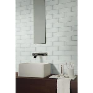 Snowcap White 4 in. x 12 in. Glossy Glass Subway Wall Tile (5 sq. ft./Case)