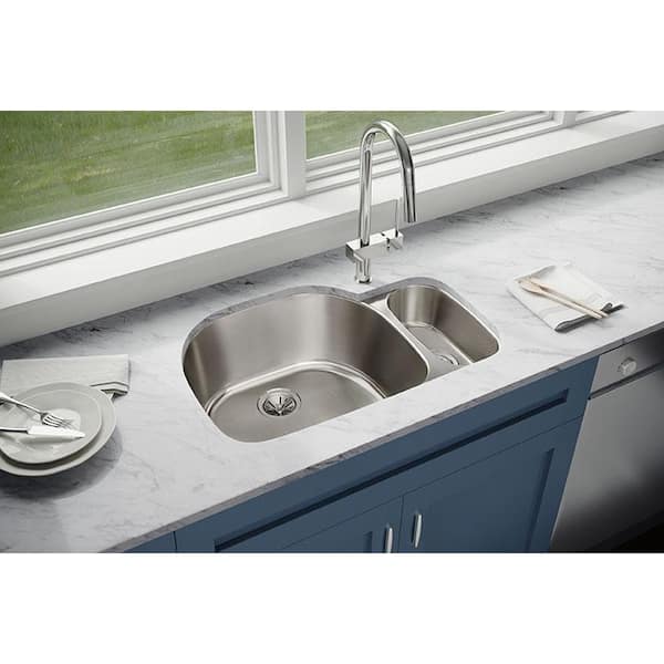 Lustertone 32 in. Undermount Double Basin Stainless Steel Kitchen Sink