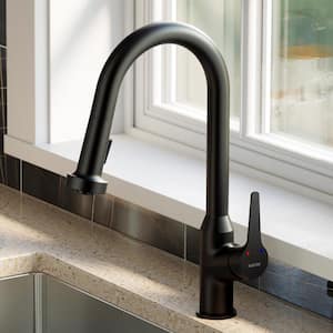 Dockton Single Handle Pull Down Sprayer Kitchen Faucet in Matte Black