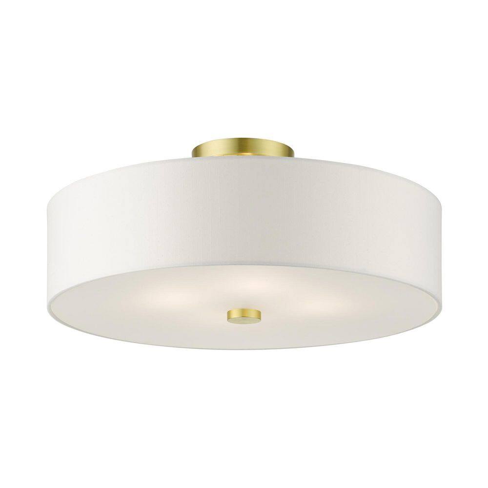 Satin Brass 18'' Drum Semi-Flush Mount Ceiling Light