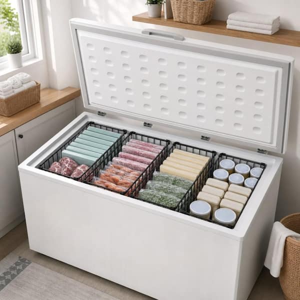 Wudkey 1-Shelf 4-Pack Stackable Freezer Storage Bin with Rustproof