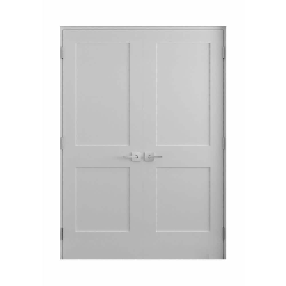 60 in. x 80 in. White Solid Core Double Prehung French Door