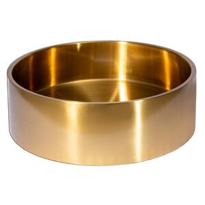Stainless Steel Round Vessel Sink in Gold with Drain