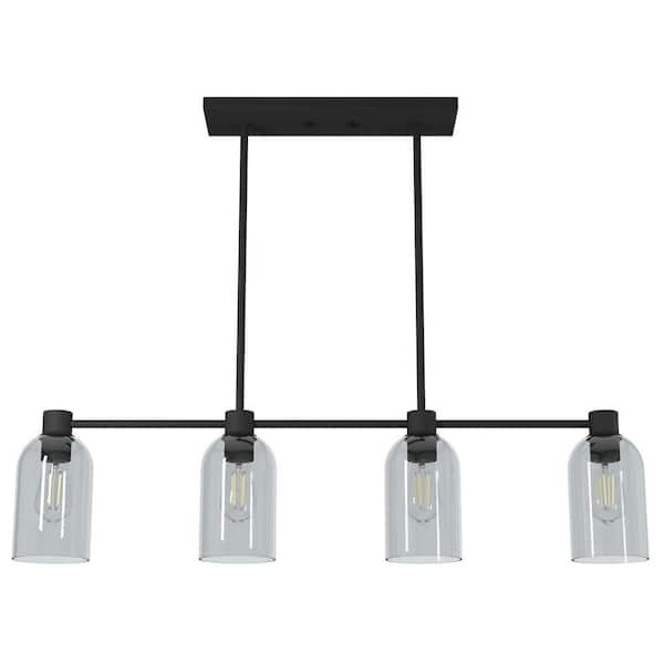 Lochemeade 4 Light Natural Iron Shaded Chandelier with Smoked Glass Shades Kitchen Light