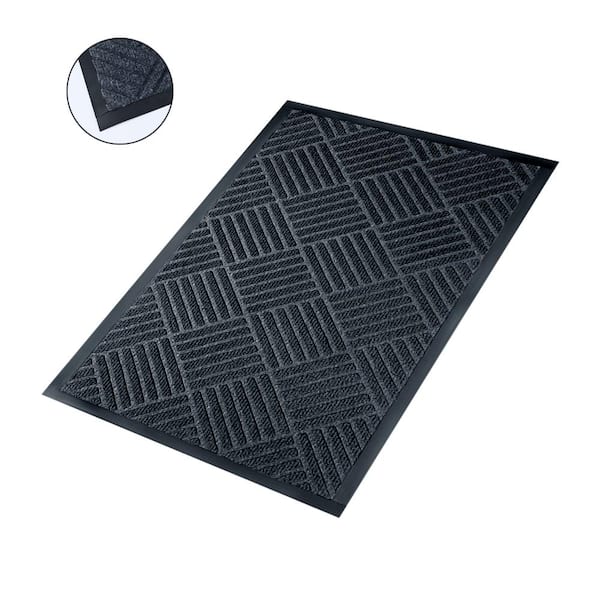 Black 19.69 in. W x 31.5 in. L Outdoor Rubber Anti-Slip Entryway Doormat, Durable & Easy to Clean