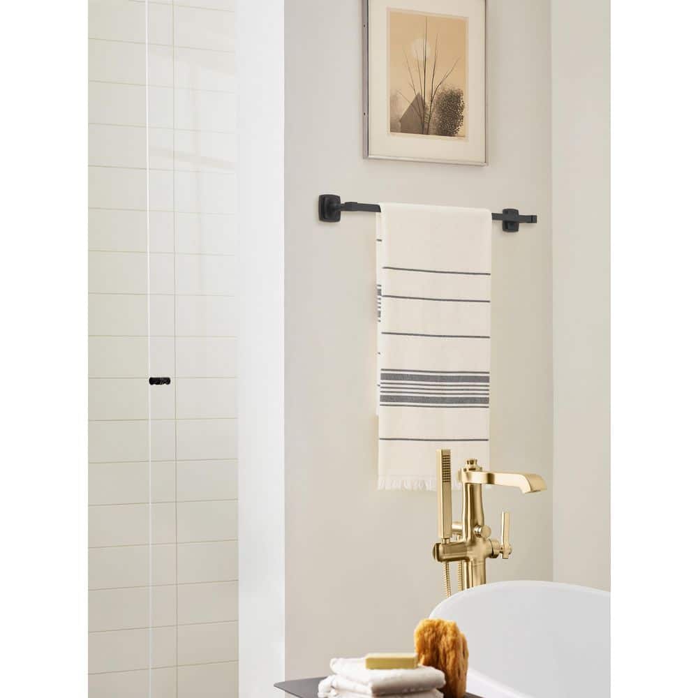 24-inch Matte Black Aluminum Wall Mounted Towel Bar