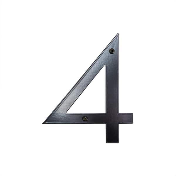 6" Black Modern Steel Flat or Floating House Numbers 0-9 - 4