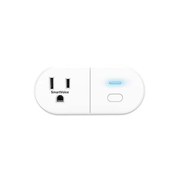 SmartVoice 15-Amp 125-Volt Wall Plug, White, Offline 30 Plus Voice Commands, No APP, No WIFI, Timers, ES513