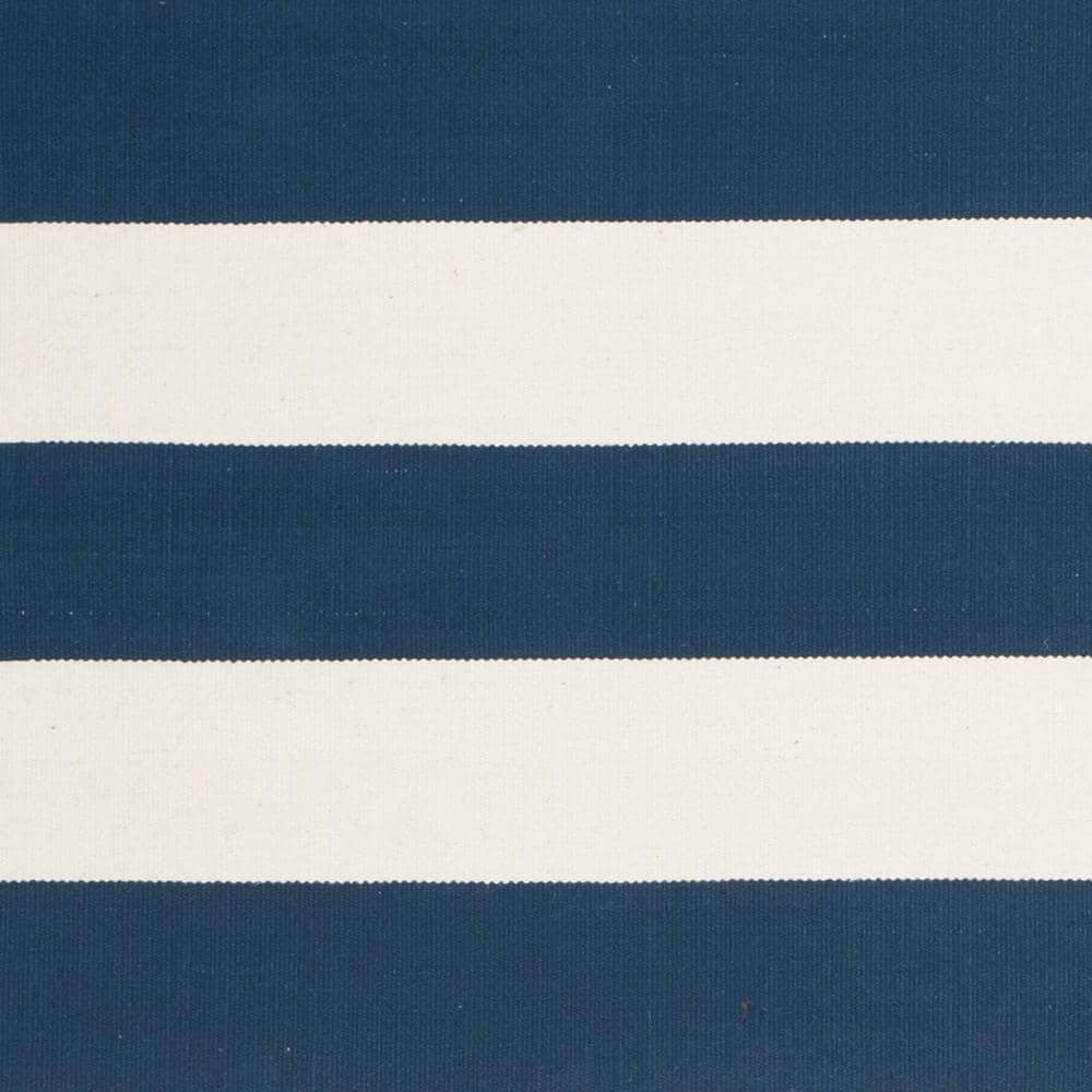 Handmade Blue Cotton Stripe Reversible 5' x 8' Area Rug