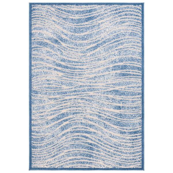 Cottage Blue 5 ft. x 8 ft. Distressed Wave Indoor/Outdoor Area Rug