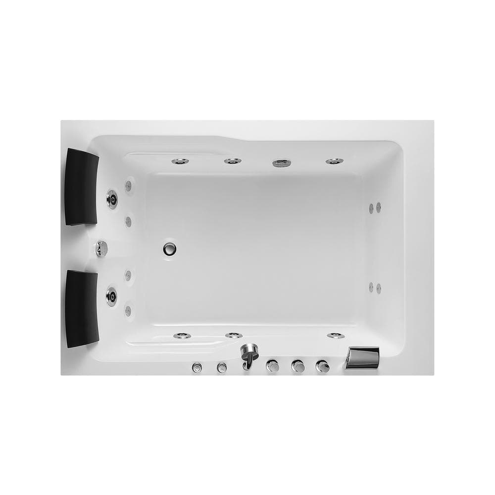 71'' White Acrylic Alcove Whirlpool Bathtub with Jets