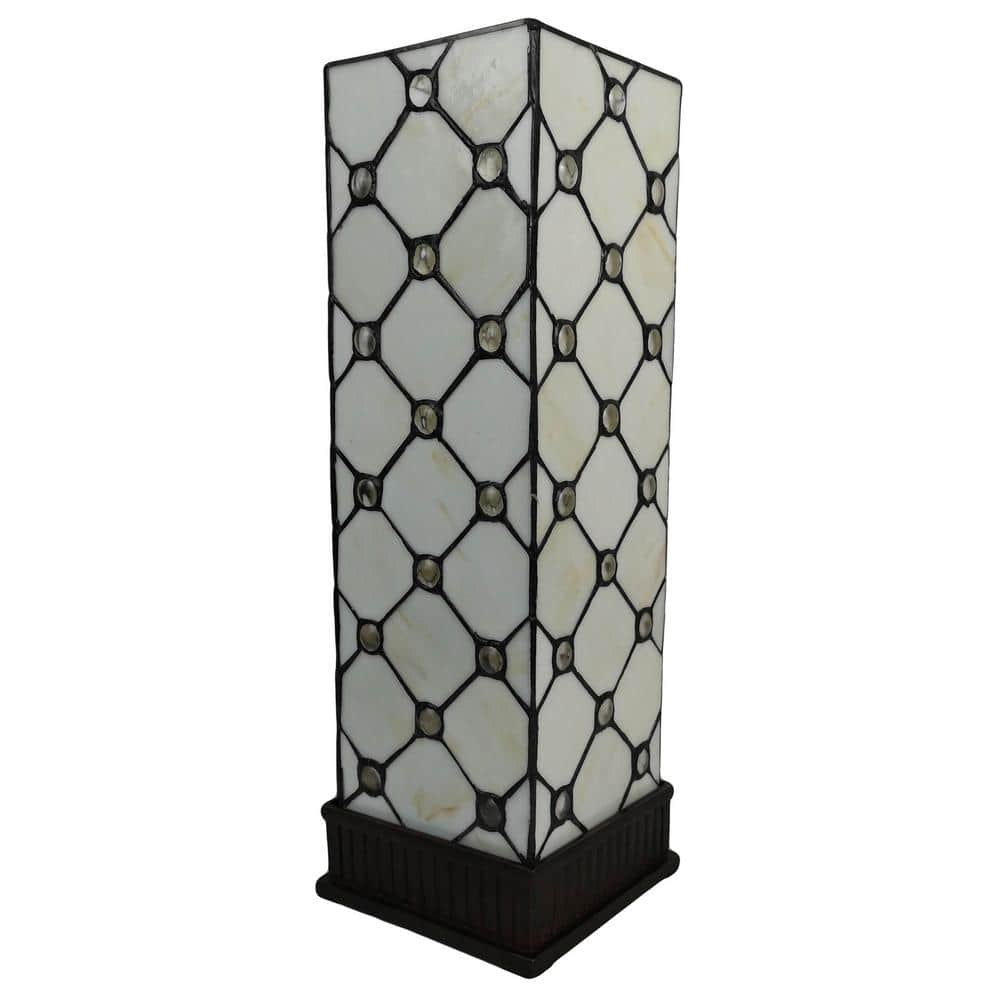 18" White Stained Glass Tiffany Style Table Lamp