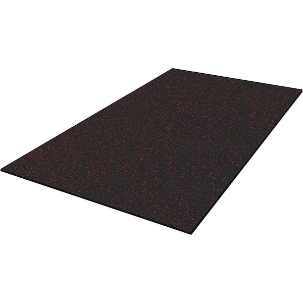 FLOORINGINC Red Recycled Rubber 4 ft. W x 6 ft. L x 3/8 in. T Gym E xercise Recycled Rubber Mat (24 sq. ft.)