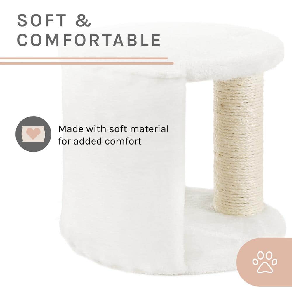 White Wall-Mounted Sisal Cat Climber with Platforms