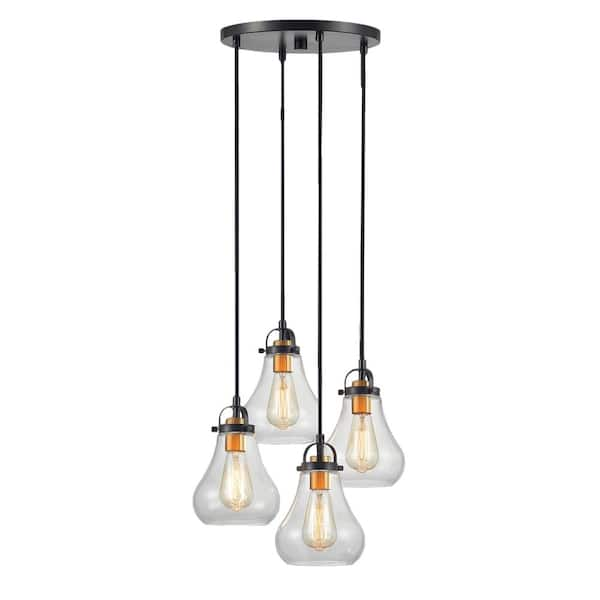 4 Light Bronze Finish Shaded Height Adjustable Glass Pendant Light   Bronze Chandeliers Jyxb21047 64 600 