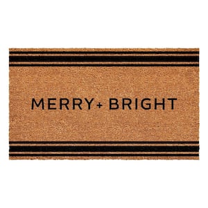 French Stripe Merry + Bright 17 in. x 29 in. Door Mat