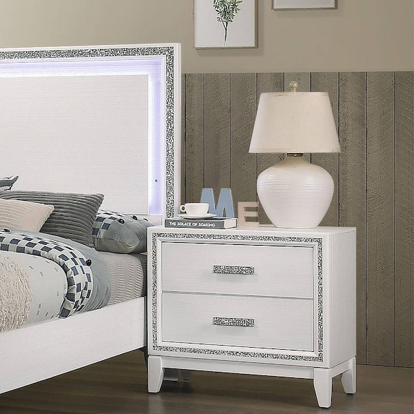 Acme Furniture Haiden 2 -Drawer White Finish Nightstand 26" X 17" X 28"