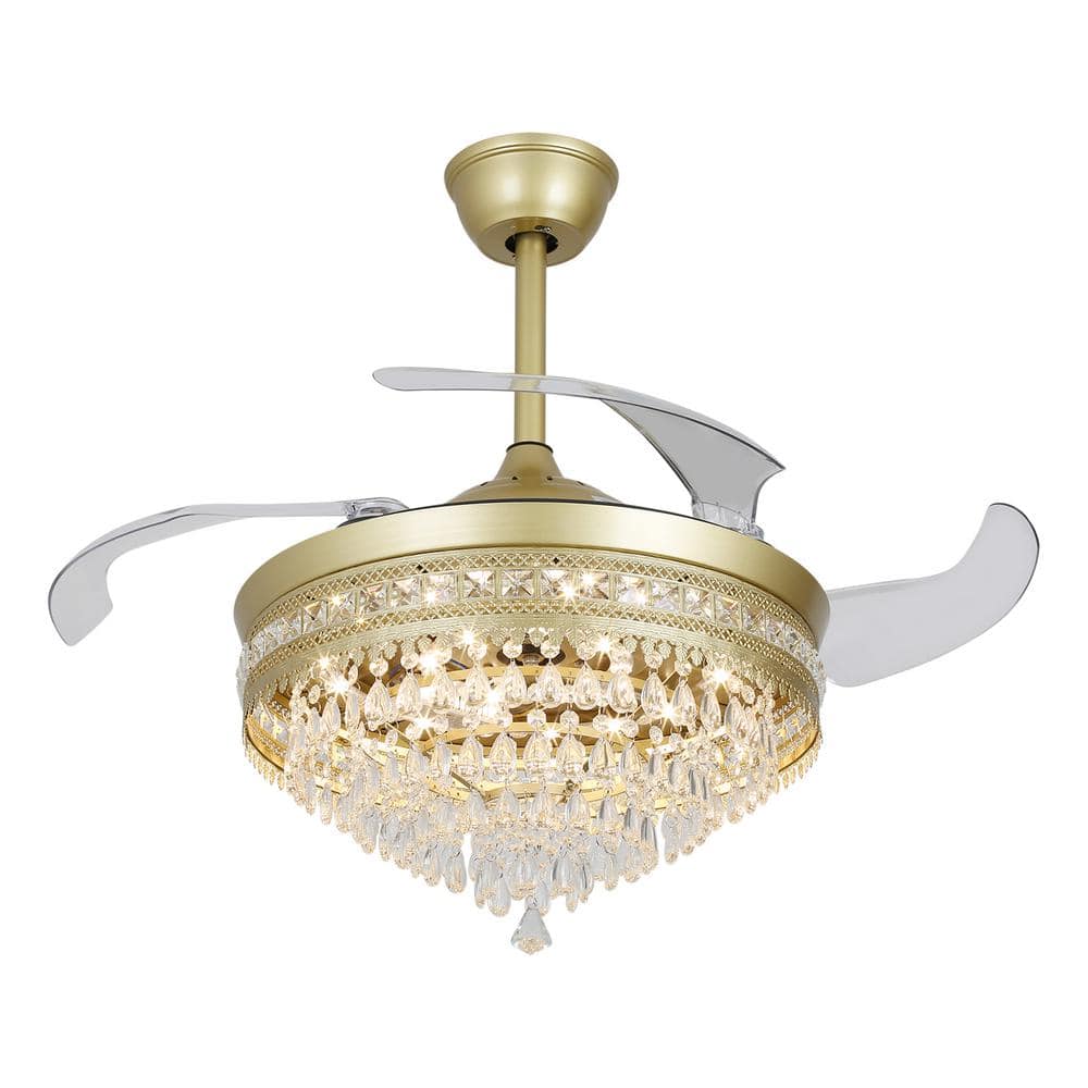 Indoor Bronze Modern 42 in. Retractable and Reversible 6-Speed Crystal Ceiling Fan 3-Color Integrated LED and Remote price history on PriceWatchPro