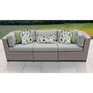 Florence 3-Piece Wicker Outdoor Sectional Sofa with Grey Cushions