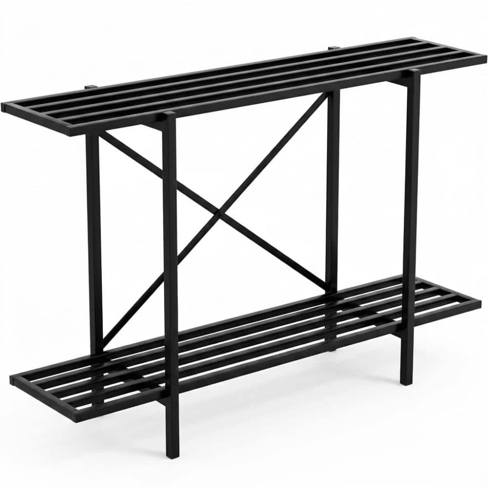 "2‑Tier Heavy Duty Metal Plant Stand, Narrow Indoor Outdoor Window Shelf, 440 LBS Capacity, 45.67×10.3×27.5""" price history on PriceWatchPro