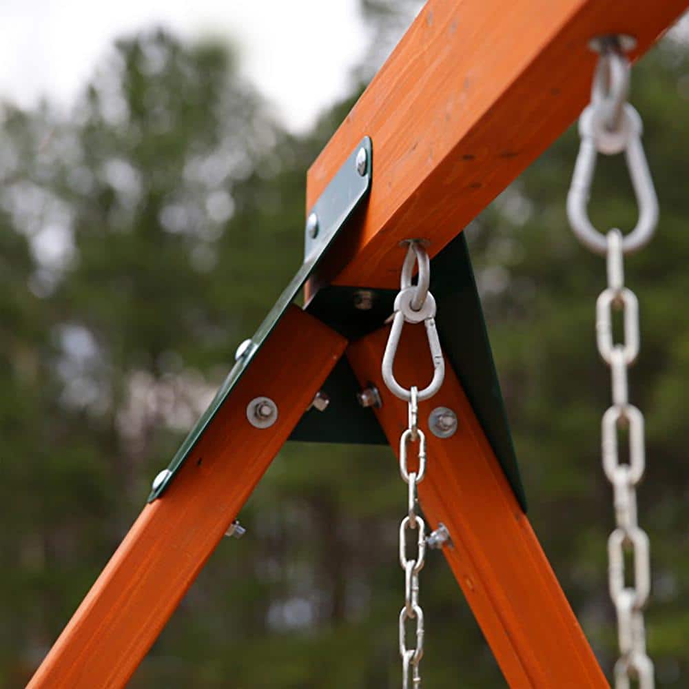 Ranger Plus Cedar Wooden Swing Set with Slide and Climbing Wall