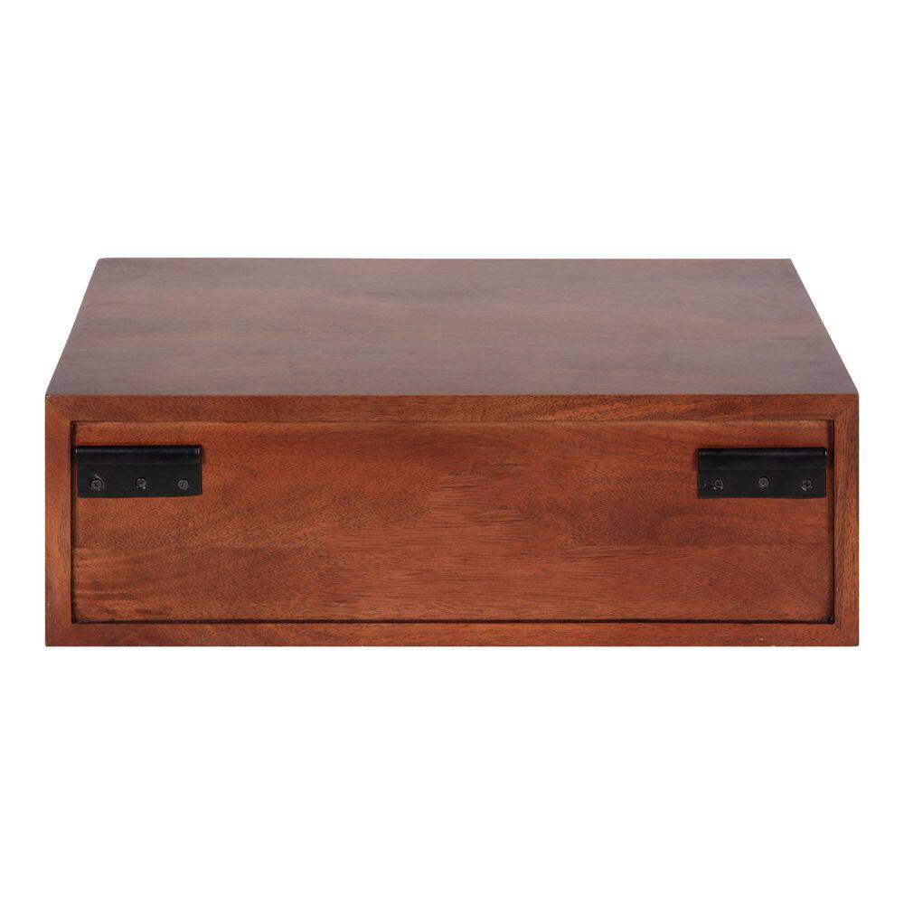 McCutcheon Handcrafted Mango Wood Floating Shelf in Walnut Brown