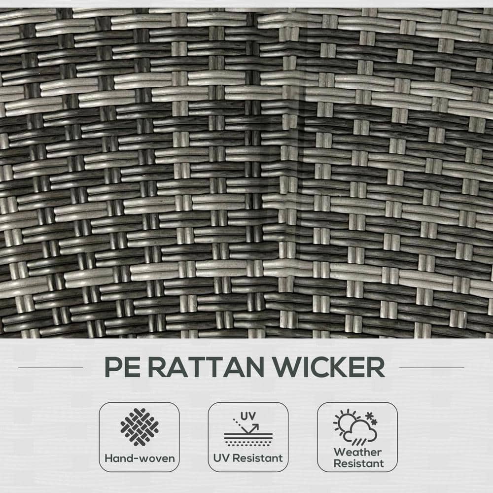 Mixed-Gray 8-Piece Rattan Patio Furniture Set with Sofa Chairs and Tables