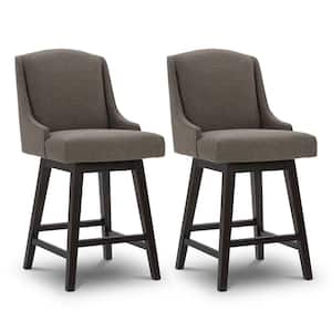 26 in. Syrinx Charcoal High Back Wood Swivel Counter Stool with Fabric Seat (Set of 2)