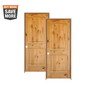 36 in. x 80 in. Rustic Knotty Alder 2-Panel Top Rail Arch Solid Wood Right-Hand Single Prehung Interior Door (2-Pack)