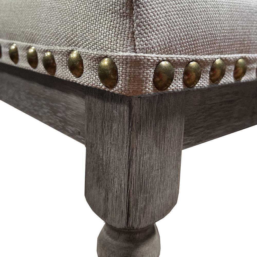 Eva 26" Gray Wood Backless Counter Stools with Nailhead Trim, Set of 2