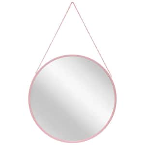 Franc 17.5 in. W x 17.5 in. H Round Glam Pink Plastic Frame Wall Mirror
