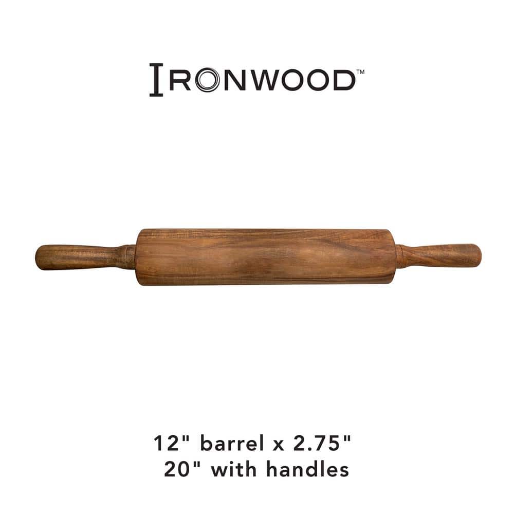 Acacia Wood Rolling Pin with Ergonomic Handles