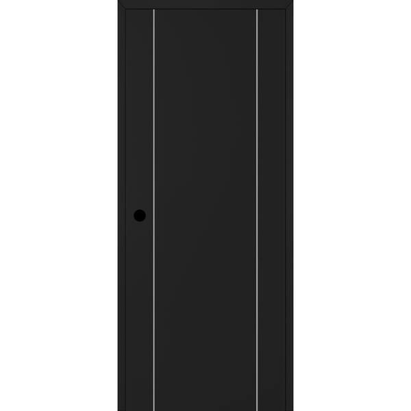 Belldinni Optima 2U DIY-Friendly 32 in. x 84 in. Right Hand Black Matte Solid Composite Core Wood Single Prehung Interior Door