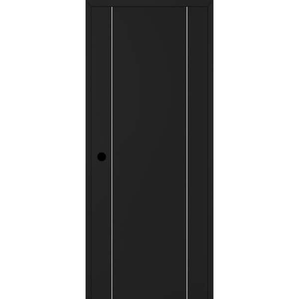 Belldinni Optima 2U DIY-Friendly 24 in. x 96 in. Right Hand Black Matte Solid Composite Core Wood Single Prehung Interior Door