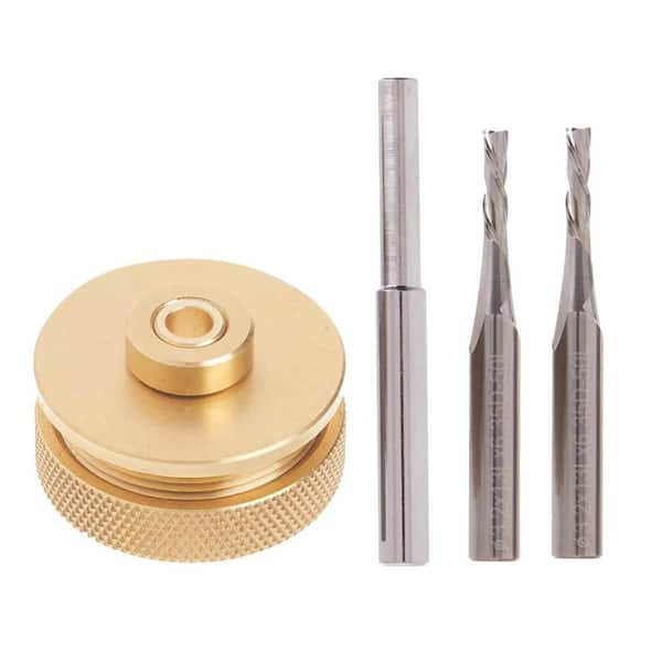 Router Inlay Kit for 1/4 in. Template, Solid Brass Router Bushing Guide Set w/ 2-Piece 1/8 in. Downcut Spiral Bit