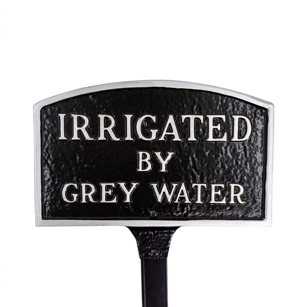 5.5 in. x 9 in. Small Arch Irrigated by Grey Water Statement Plaque Sign with Lawn Stake - Black/Silver price history on PriceWatchPro