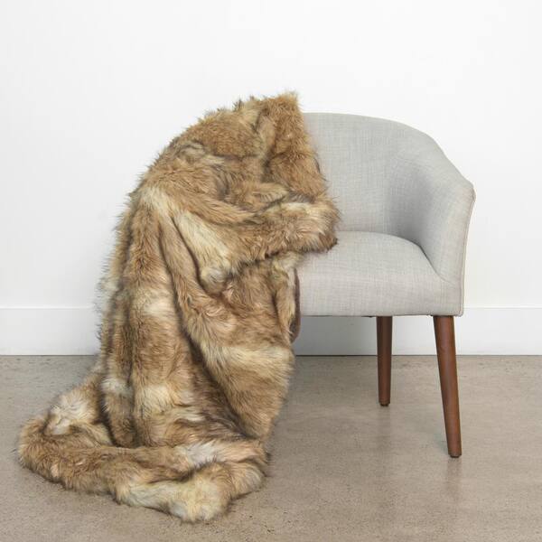 null Platinum Frost Faux Fur Throw 54 in. x 36 In.