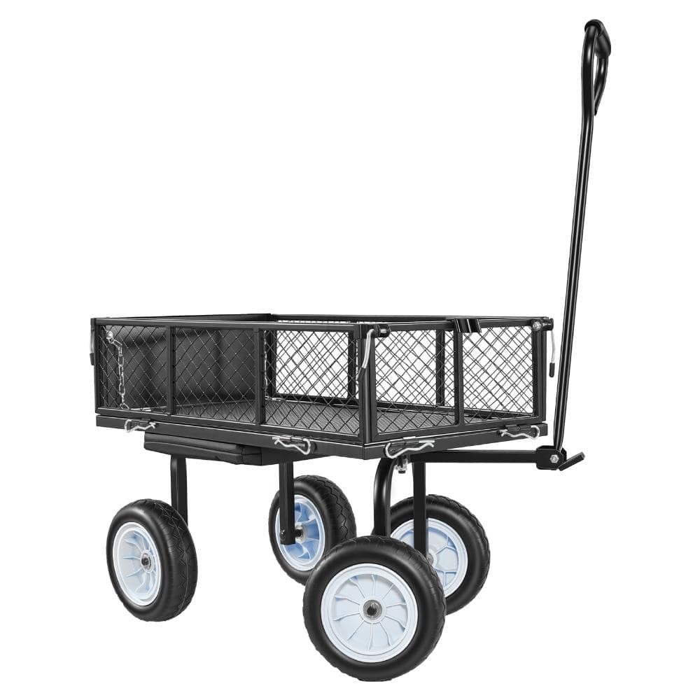 Garden Cart with Seat 500 lb. Rolling Steel Wagon, Detachable Stool, Tool Tray, 10 in. Flat-Free Tires, Black price history on PriceWatchPro