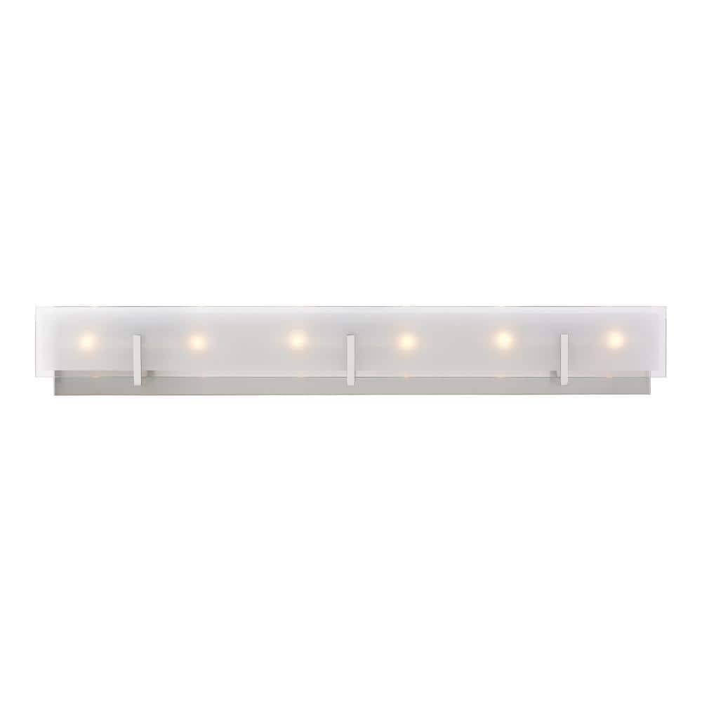 Syll 38" Brushed Nickel 6-Light Vanity Fixture with Glass Shade