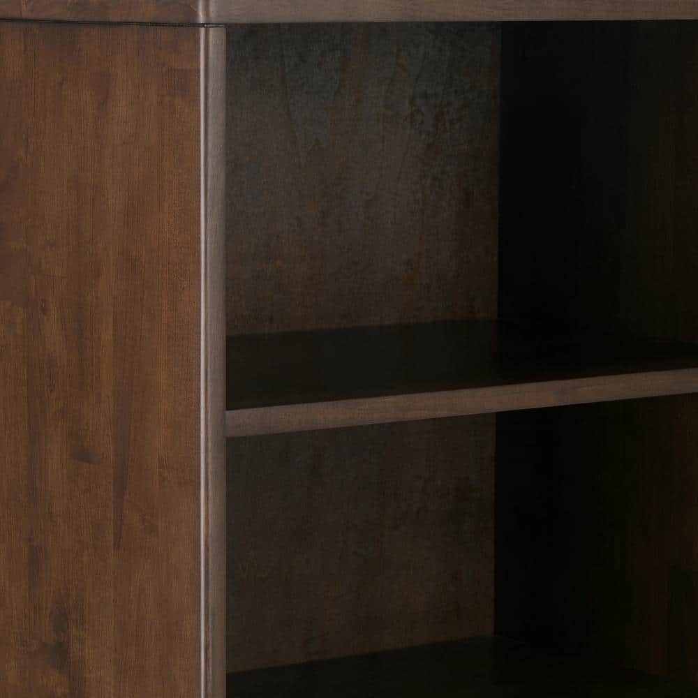 Harper Solid Hardwood Mid-Century Bookcase in Walnut Brown