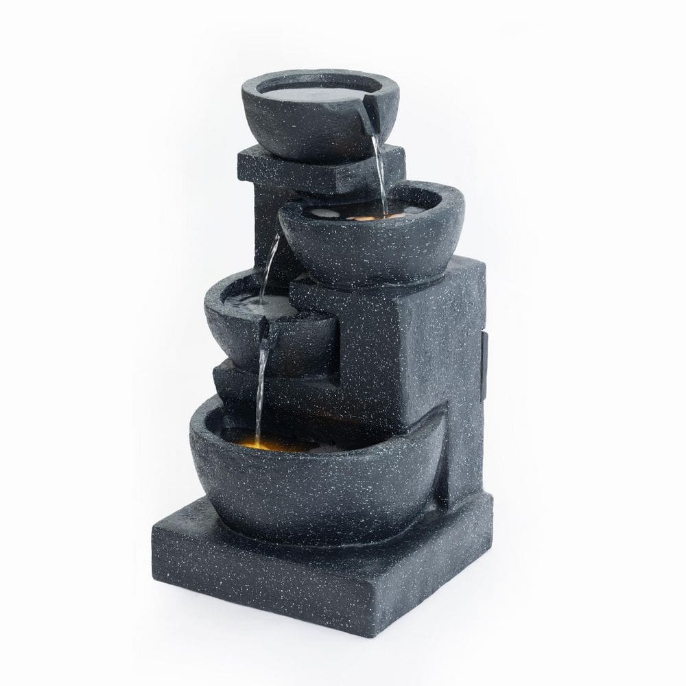 Matheus 29 in. Terrazzo Style Resin Cascade Waterfall Fountain with LED Lights price history on PriceWatchPro
