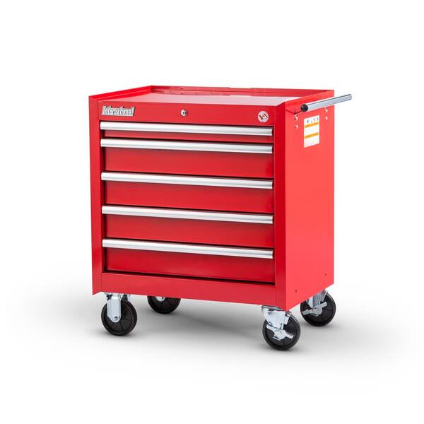 International Tech Series 27 in. 5-Drawer Roller Cabinet Tool Chest in Red
