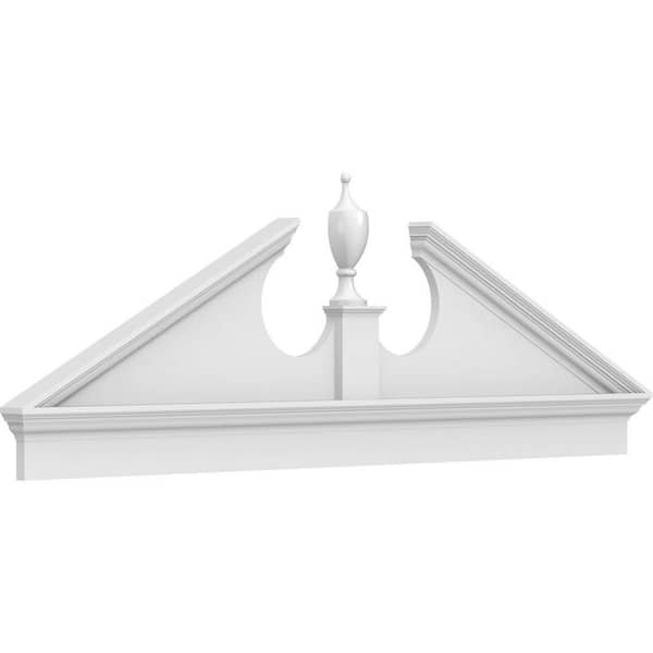 Ekena Millwork 78 in. W x 26-3/8 in. H x 2-3/4 in. P Pitch 6/12 Acorn Signature Urethane Combination Pediment Acorn Ships Unattached in