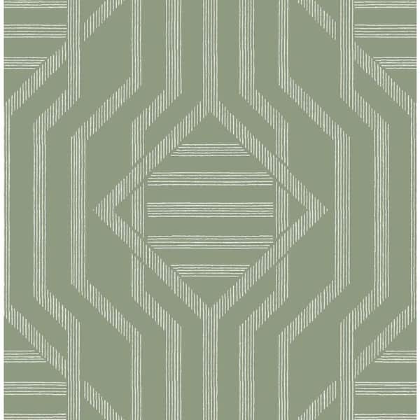 A-Street Prints Essex Green Geometric Wallpaper Sample