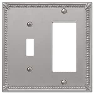 Imperial Bead 2 Gang 1-Toggle and 1-Rocker Metal Wall Plate - Brushed Nickel