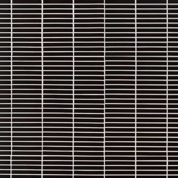 Motif Stacked Matte Black 11.19 in. x 11.9 in. Porcelain Mosaic Floor and Wall Tile (0.92 sq. ft./each)