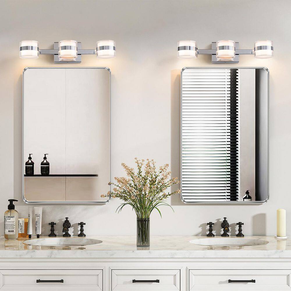 19.7" Chrome Acrylic 3-Light Dimmable Vanity Fixture